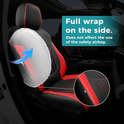 Customized for Toyota Sienna Seat Covers 2021-2026 Sienna 7 Seats 3 Row, Leather Car Seat Covers Waterproof Seat Covers Full Set for Cars, Car Seat Protectors, Airbag Compatible(BlackRed)