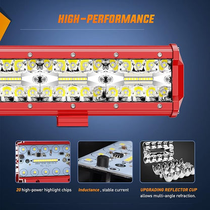 Nilight LED Light Bar 20 Inch Triple Row Spot Flood Combo Lights with Wiring Harness Kit for Fog Driving Work Lighting on Off-Road Truck Tractor SUV ATV UTV Golf Cart Boats