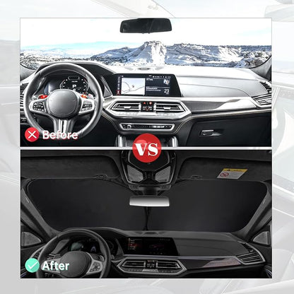 Windshield Sun Shade Compatible with BMW X3 X4 X5 X6 X7 5 6 7 8 Series, Foldable Front Windshield Sun Visor UV Ray Reflector Sunshade for BMW Keep Your Car Cooler