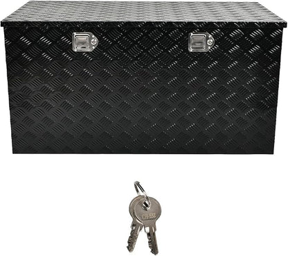 48''Inch Aluminum Truck Tool Box Truck Bed Toolbox Truck Trailer Chest Box Trailer Underbody Storage Organizer Waterproof Square Storage Organizer w/Lock & Keys Black(‎48" Lx24''x24'')