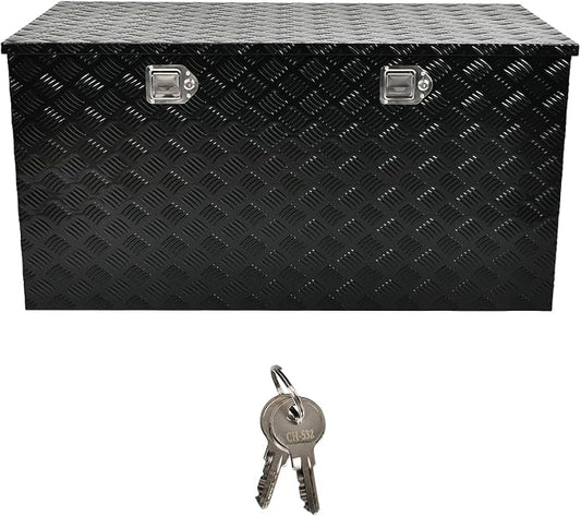 48''Inch Aluminum Truck Tool Box Truck Bed Toolbox Truck Trailer Chest Box Trailer Underbody Storage Organizer Waterproof Square Storage Organizer w/Lock & Keys Black(‎48" Lx24''x24'')