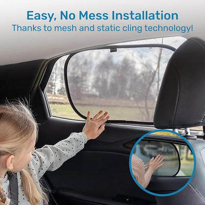 Enovoe Car Window Shade for Baby - (2 Pack) UV Protection Breathable Mesh Baby Window Covers - Sun Shade Blocker, Cling Windows Cover - Glare Shield and UV Rays Protection for Your Child - XL 25"x16"