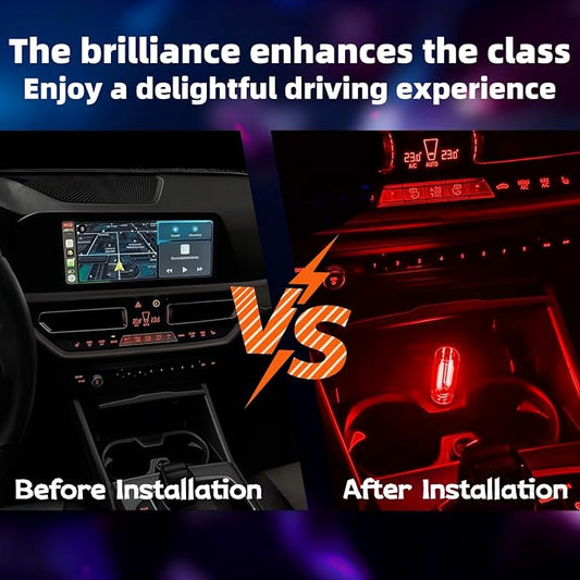 LED Car Interior Light, Touch Control USB Night Lamp, Retro Style Ambient Lighting for Auto, Bedroom, Desk (Red Light)