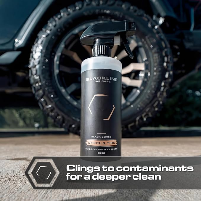Blackline Wheel & Tire Cleaner Spray - Non-Acidic Brake Dust Remover Bug Remover & Wheel Cleaner for Cars, Trucks and More — Versatile, Fast Acting, and Safe for Most Finishes (64 Fl Oz)