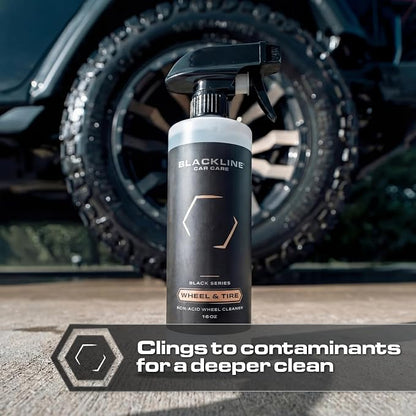 Blackline Wheel & Tire Cleaner Spray - Non-Acidic Brake Dust Remover Bug Remover & Wheel Cleaner for Cars, Trucks and More — Versatile, Fast Acting, and Safe for Most Finishes (64 Fl Oz)
