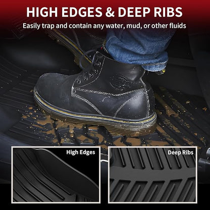 LASFIT Floor Mats for Toyota Highlander 2014-2019 (Not for Hybrid) All Weather Custom Fit Floor Liner for Highlander LE/XLE/SE/Limited/TPE Front and Rear 2 Row Car Mats,Black