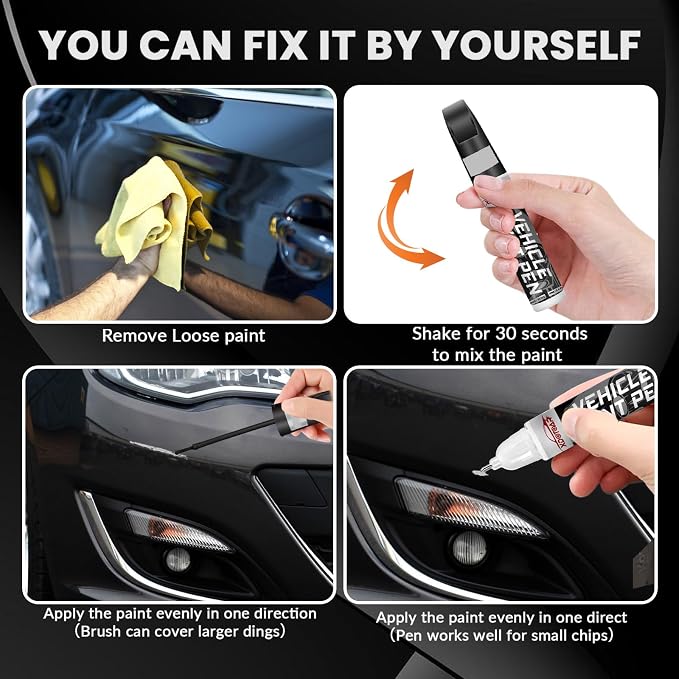 Matte Black Touch Up Paint for Cars, Universal and Color Accurate Automotive Scratch Repair Pen, Lasting Auto Scratch Remover, Quick Drying, Weather Resistant, Easy to Use, Versatile Use