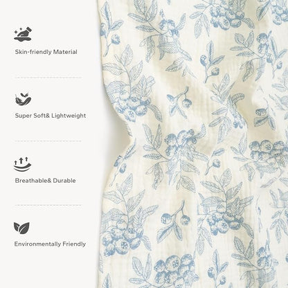 SERAPHY 2-in-1 Muslin Baby Car Seat Cover & Nursing Cover, Soft Lightweight Breastfeeding Cover for Boys and Girls,Breathable Canopy for Infant Carseat & Stroller for Summer—Blueberrie