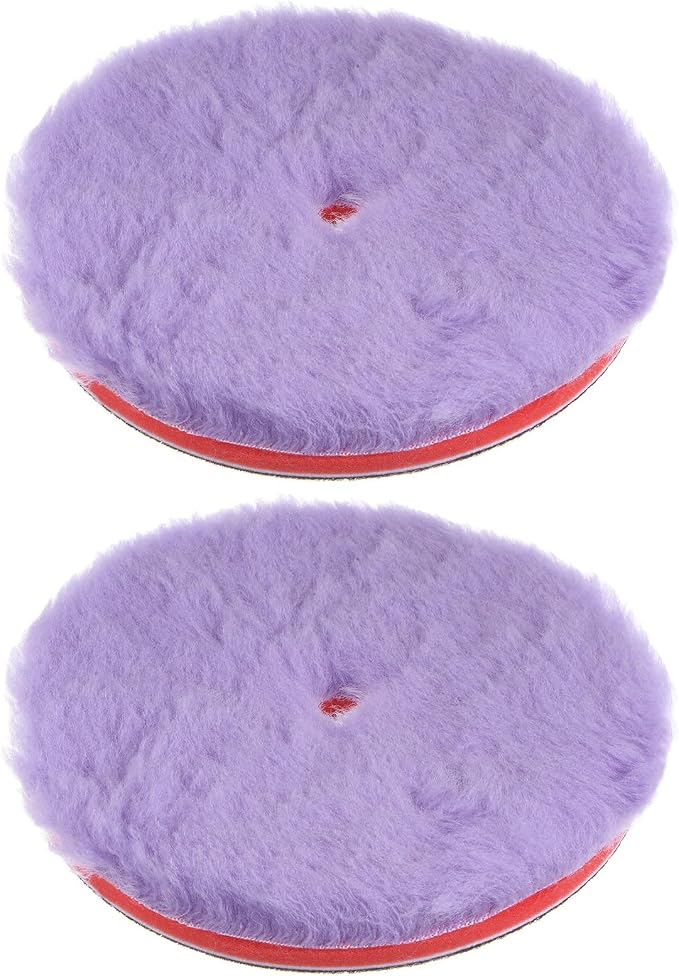 HARFINGTON 2pcs Wool Polishing Pads, 6 inch Purple Wool Buffing Wheel with Hook and Loop for Car Polisher Car Polishing and Buffing