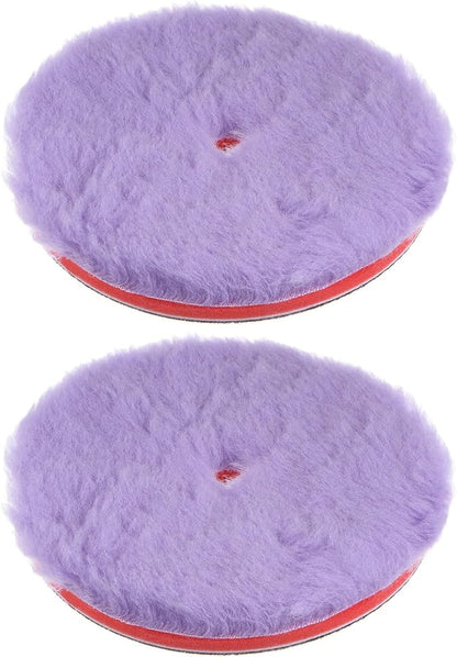 HARFINGTON 2pcs Wool Polishing Pads, 6 inch Purple Wool Buffing Wheel with Hook and Loop for Car Polisher Car Polishing and Buffing