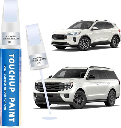 Star White Metallic Tri-Coat(AZ) Touch Up Paint Compatible with Ford 2-in-1 Car Scratch Repair Pen for Rock Chips, Door Scratches&Paint Nicks Exact Color Match Quick Dry DIY Fix for F-150 Explorer