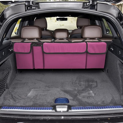 AUCELI Car Trunk Organizer, Backseat Hanging Large Storage with Adjustable Straps, Waterproof Collapsible Cargo Bag with 4 Pockets, Sturdy Space Saver Frees Trunk Floor for SUV, Truck, MPV
