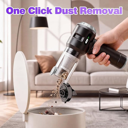 Wansimoo Handheld Car Vacuum Cleaner,25000PA Strong Cyclonic Suction Mini Vacuum Portable Cordless with Digital Display and One Touch Dust Removal for Car, Home, Office, Kitchen (Silver)