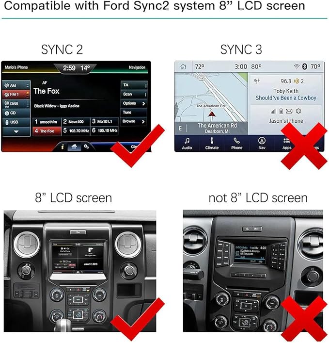 Wireless Carplay Android Auto for Ford 2013-2015 Year with Sync2 System, Wireless Carplay Retrofit Kit Decoder, Support Navigation, Siri, Camera