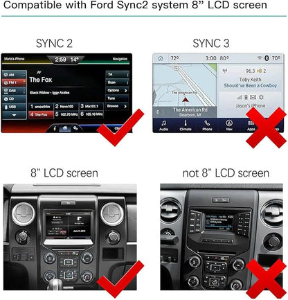 Wireless Carplay Android Auto for Ford 2013-2015 Year with Sync2 System, Wireless Carplay Retrofit Kit Decoder, Support Navigation, Siri, Camera