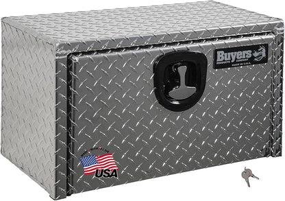 Buyers Products 1705149 Diamond Tread Aluminum Underbody Truck Tool Box, 14 x 12 x 18, Made in USA, .100 in. Thick, Corrosion Resistant, Locking Compression Latch, Secure Storage for Work Trucks