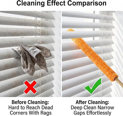 10-Pack 10.24 inch Microfiber Detail Duster Sticks, Reusable Mini Gap Dust Cleaner Crevice Tool, Fan Blade Brush for Car Air Vents, Window Blinds & Small Spaces