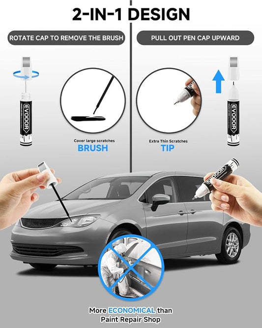 Silver Mist(PSE/SSE) Touch Up Paint Compatible with Chrysler Exact Match 2 in 1 Touch up Paint for Chips and Nicks Repair with 2pcs Disposable Micro Applicators