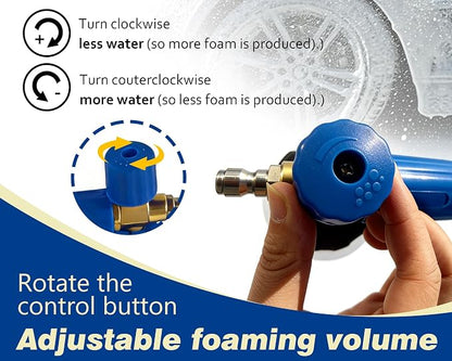 ESP Car Wash Foam Cannon, 1/4" Quick Connect Foam Gun with Adjustable Spray, Alloy Body, Wide Mouth Bottle & Versatile Converter for Car Cleaning & Outdoor Use