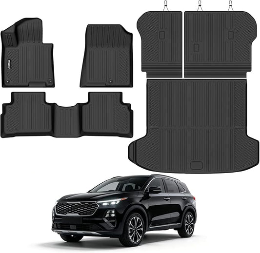 Floor Mats for 2026 Kia Sportage Gas (Not for Hybrid), Trunk Mat and Backrest Mat All Weather TPE Protector for Kia Sportage Accessories Floor Liner