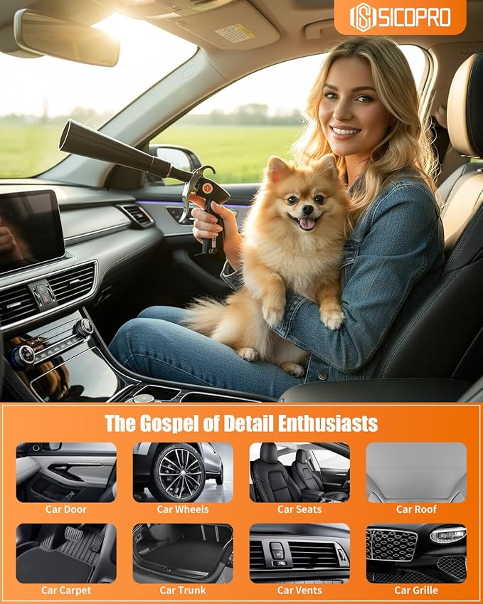 Car Cleaning Gun, Air Blower Gun Car Detailing Tools, Air Compressor Accessories, Air Blaster Gun, 2 Set Nozzle Accessories, Quickly Blowing Out Dirt and DustWorking with Air