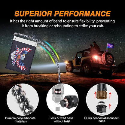 Nilight RGB Whip Light 1PC 3FT Lighted Antenna Whips with Remote & App Control DIY Chasing Patterns Brake Reverse Lights for ATV UTV Polaris RZR Can-am Dune Buggy Pickup Trucks Jeep