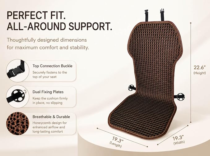 Summer 3D Air Big Mesh Car Seat Cushion Pad,Universal Fit Cooling Breathable and Vent Mesh Car Seat Cushions Cover for Truck SUV Pikup Sedan Accessories 1PCS (Brown)