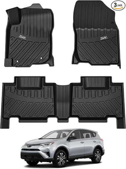 3W Floor Mats Fit Toyota RAV4 2013-2018 (Nor for Hybrid or Prime), TPE All Weather Custom Fit Floor Liner for Toyota RAV 4 LE/XLE/SE/Limited/Platium Car Liners, Black
