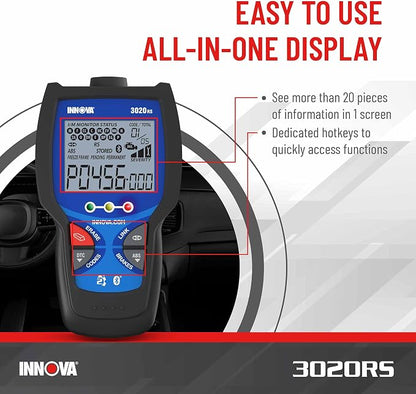 INNOVA 3020RS Fast & Easy-to-Use Check Engine Code Reader, OBD2 Scan tool for ABS Clear with Fix & Part Recommendations, Maintenance Schedules, & Free TSBs on iPhone & Android