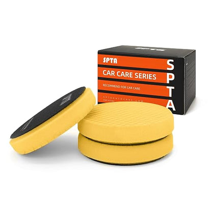 Yellow T80 High-Cut Foam Polishing Pads, SPTA 3Pcs 6.5 Inch Face for 6 Inch 150mm Backing Plate Compound Buffing Sponge Pads for Car Buffer Polisher Compounding, Polishing and Waxing -X00224Y6B3