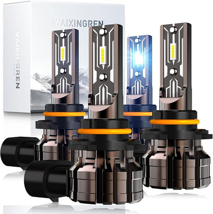 Bulb, 26000LM Super Bright 6500K 800% Brighter Bulbs with Turbo Fan, IP68 Waterproof, Plug-N-Play (9005+9006)