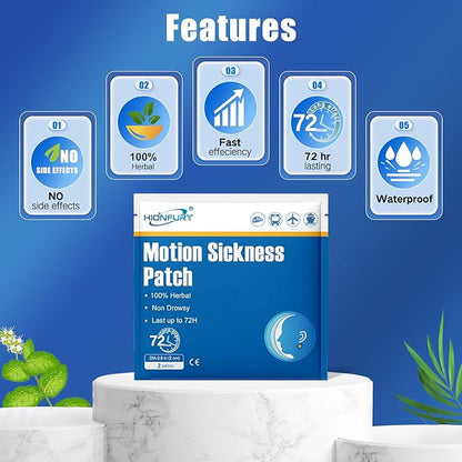 Hionfurt 80ct Motion Sickness Patches – Sea Sickness Patches for Cruise, Car, Airplane, and Other Travel – Non-Drowsy, Effective, Lasts 72 Hours