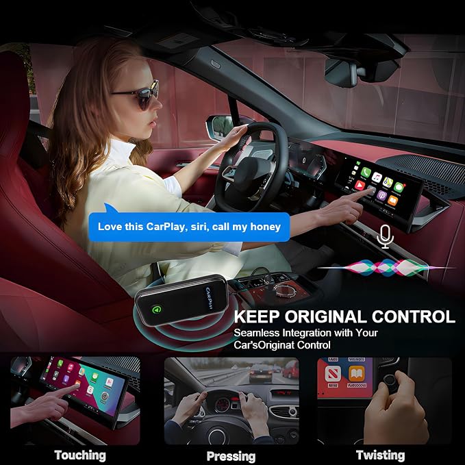 2-in-1 CarPlay Android Auto Wireless Adapter, Plug and Play, No Delay,Plug & Play,CarPlay Converter Dongle for Apple Wired CarPlay Cars & for iPhone iOS 10+, USB & USB C
