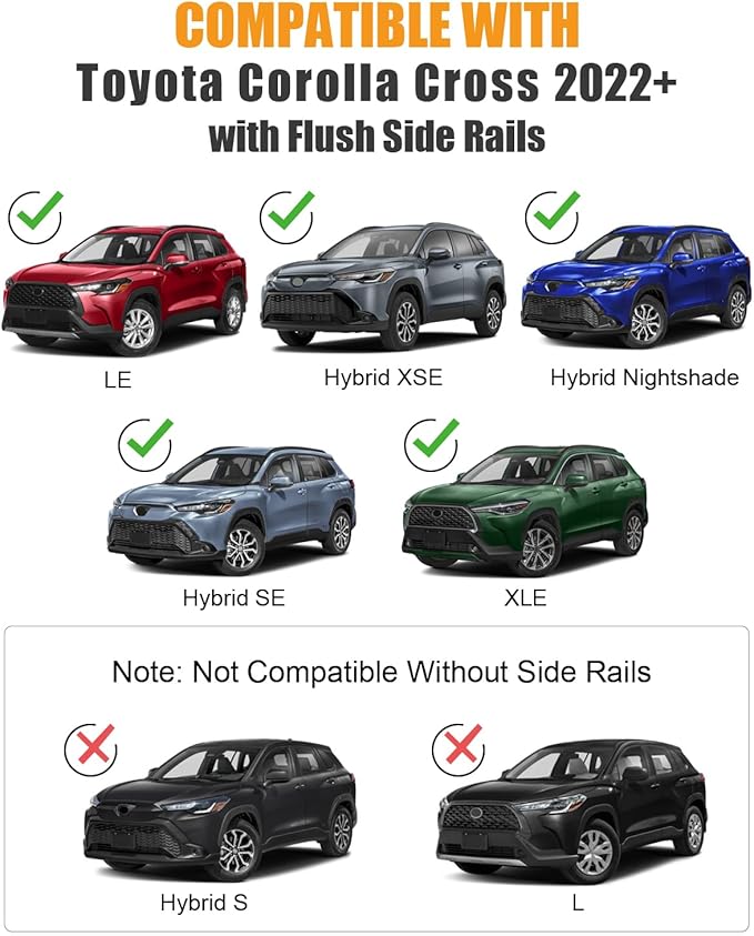 KINGGERI 260Lbs Lockable Roof Rack Cross Bars Compatible with Toyota Corolla Cross 2022 2023 2024 2025 2026 (with Flush Side Rails), Heavy Duty All Aluminum Rail Crossbar Anti-Theft Metal Matte Coated