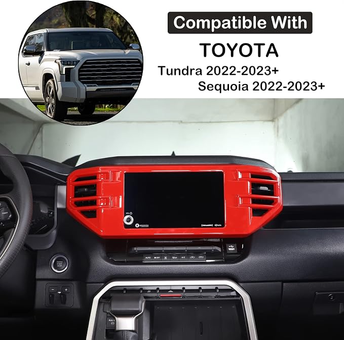 Aunginsy Center Console Air Outlet Trim Cover Compatible with Toyota Tundra/Sequoia 2022-2026, ABS Air Conditioning A/C Vent Panel Large Frame Decorative Cover Protector Accessories, For 8-inch Screen