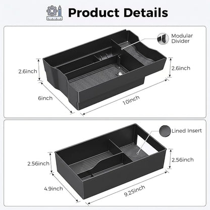 DIAMOOKY Center Console Organizer Compatible with Toyota RAV4 2026 Interior Accessories, Dual-Layer Armrest Storage Box with Lower Silicone Storage Divider Tray & Upper ABS Organizer Insert - 2pcs
