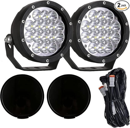 BIGLION.X Pair 160w 5 Inch Round Led Offroad Driving Lights Fog Lights 18800LM Offroad Spot Light Driving Light Pods Light Bar with Wiring Harness 12V 24V for Car Trucks SUV UTV ATV