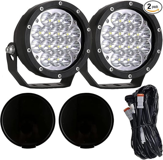 BIGLION.X Pair 160w 5 Inch Round Led Offroad Driving Lights Fog Lights 18800LM Offroad Spot Light Driving Light Pods Light Bar with Wiring Harness 12V 24V for Car Trucks SUV UTV ATV