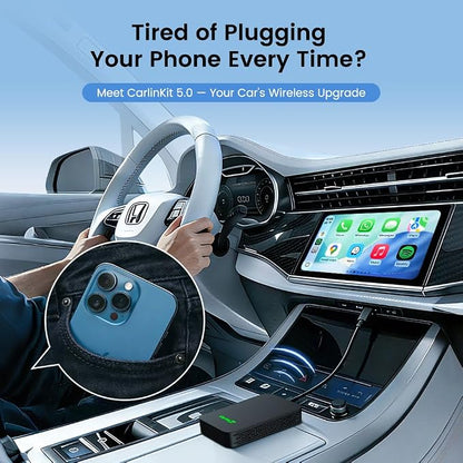 Carlinkit 5.0 Wireless CarPlay & Android Auto Adapter 2air, Plug & Play, No Lag, Stable Connection, Online Update, for Cars with OEM Wired CarPlay & Android Auto (2016-2026)