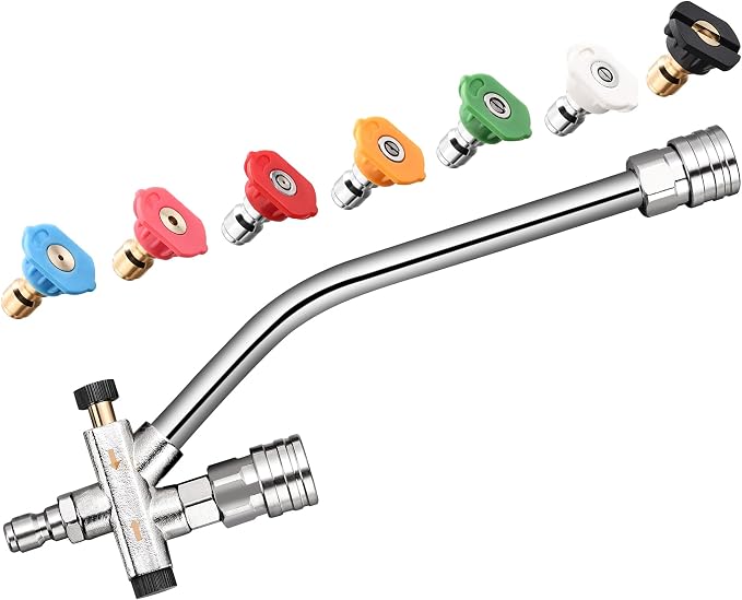 FENG PAI Foam Cannon Dual-Connector Accessory, Pressure Washer Double Tip Attachment for Soap Cannon with 7PCS Pressure Washer Sprayer Nozzles for Car Wash,1/4" Quick Connect, Without Foam Cannon