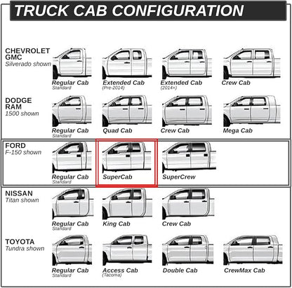 Auto Dynasty 5" Running Boards for Truck 1999-2016 Ford F250-550 Super Duty Extended Cab, Stainless Steel Nerf Bars, Black Powdercoated Non-Slip Side Steps