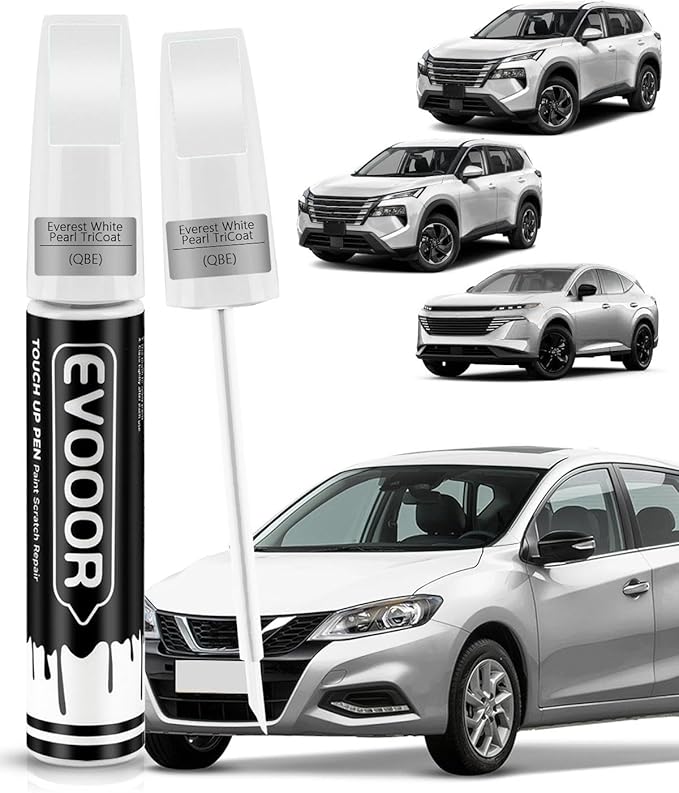 Touch Up Paint Compatible with Nissan Exact Match 2 in 1 Touch up Paint for Chips and Nicks Repair (Everest White Pearl Tricoat(QBE))