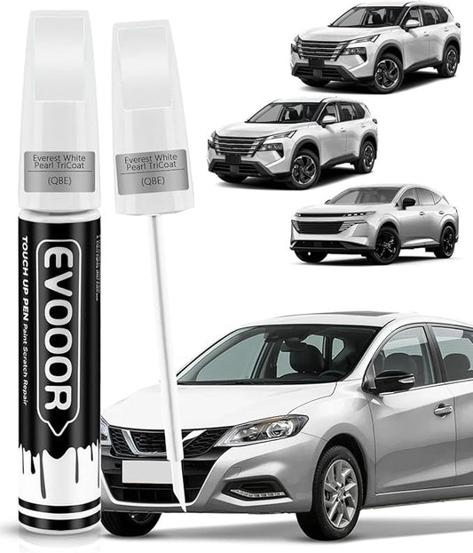 Touch Up Paint Compatible with Nissan Exact Match 2 in 1 Touch up Paint for Chips and Nicks Repair (Everest White Pearl Tricoat(QBE))
