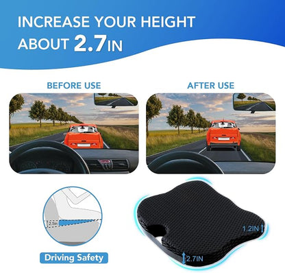Lofty Aim Car Seat Cushion, Comfort Memory Foam Car Cushions for Driving (Black)