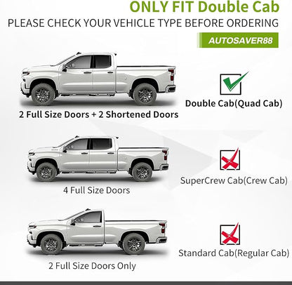 AUTOSAVER88 Running Boards Compatible with 2007-2018 Chevy Silverado/GMC Sierra 1500, 2007-2019 2500HD 3500HD Extended/Double Cab, 6 inches Side Step Nerf Bars (Incl. 2019 1500 LD/Limited)