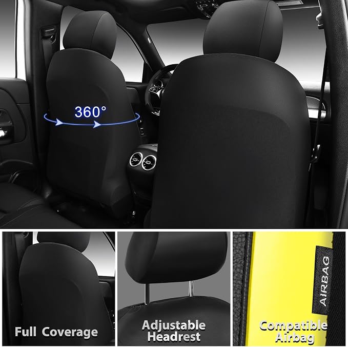 CAR PASS Memory 3D Foam Car Seat Covers Full Set, Breathable Mesh Thick Seat Covers for Car, Yellow Leather Seat Covers, Universal Automotive Comfort for SUVs Trucks,Airbag Compatible, Black Yellow
