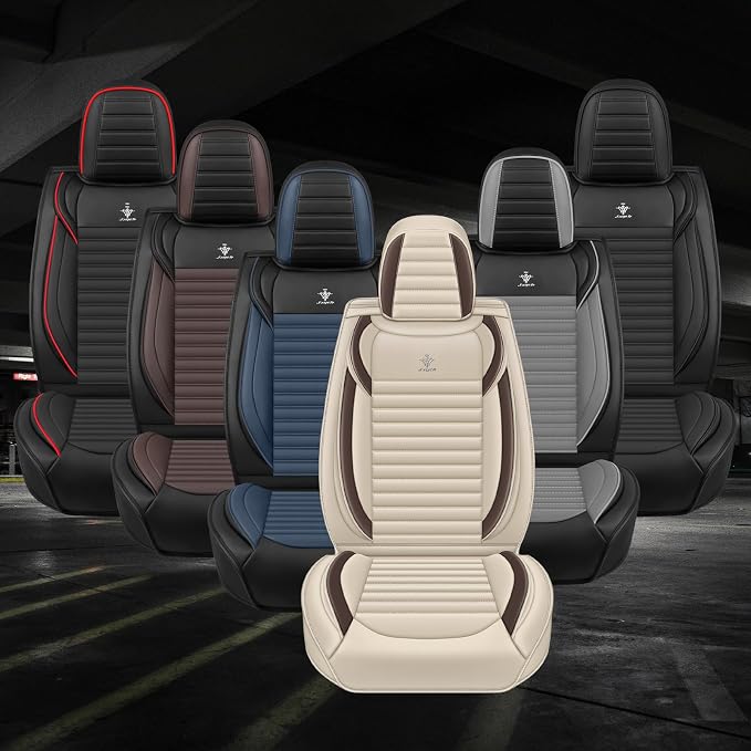 Seat Covers Full Set Fit for Nissan Rogue 2015-2026, Breathable and Comfortable Leather Car Seat Cover, Standard Waterproof Cushion Cover Auto Interior Accessories (Beige Brown)