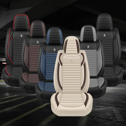 Seat Covers Full Set Fit for Nissan Rogue 2015-2026, Breathable and Comfortable Leather Car Seat Cover, Standard Waterproof Cushion Cover Auto Interior Accessories (Beige Brown)