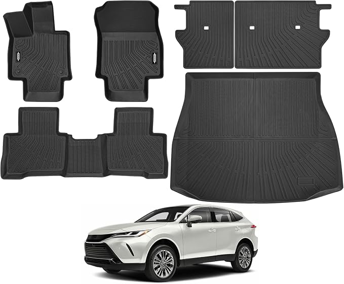 Custom Fit Floor Mats for Toyota Venza 2021-2026, All Weather TPE Floor Liners with Trunk Mat & Backrest Protectors, Odorless Full Set Interior Accessories