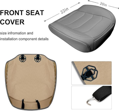 BOPUOVRE Car Seat Cover for Luxury & Comfort - PU Leather, Anti-Slip, Full Wrap Protection with Storage Pocket for Bottom Cushion - Universal Fit for 95% of Vehicles (Gray,2 Piece)